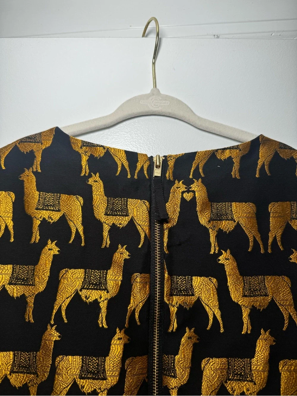 Crewcuts Girls Black and Gold Jacquard Llama Dress Size 7